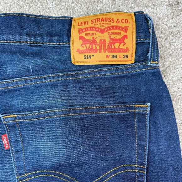 Levi's 514 Straight Fit‎ Jeans Men's W36 L29 Dark Wash Denim - Picture 7 of 12